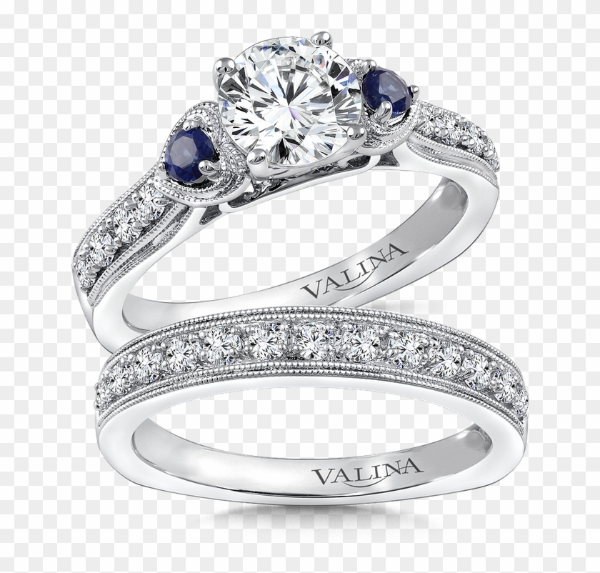 Valina Diamond & Blue Sapphire Engagement Ring Mounting - Engagement Ring Clipart #3964724