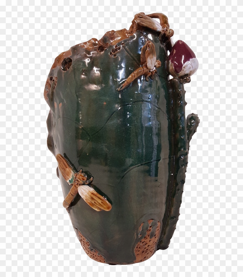 Lotus Leaf Dragon Fly Sculptured Vase - Dung Beetle Clipart