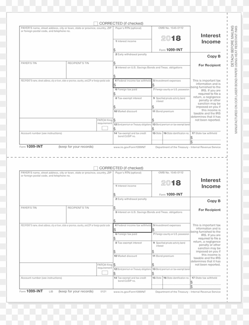 Int Form Payer State Copy Mines Press Irs Order Forms - Paper Clipart