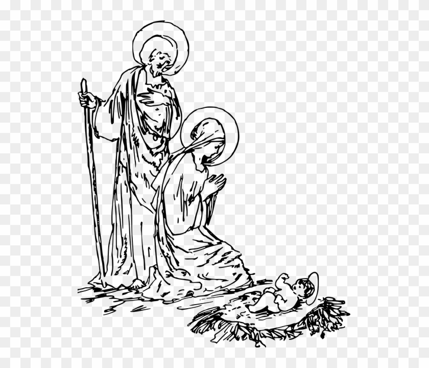 Nativity Scene Drawing Clipart #3966359