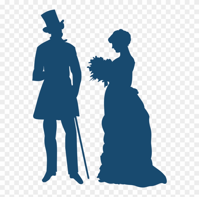 Victorian Era Silhouette Victorian House Dance Drawing - Old Fashioned People Clipart - Png Download #3966980