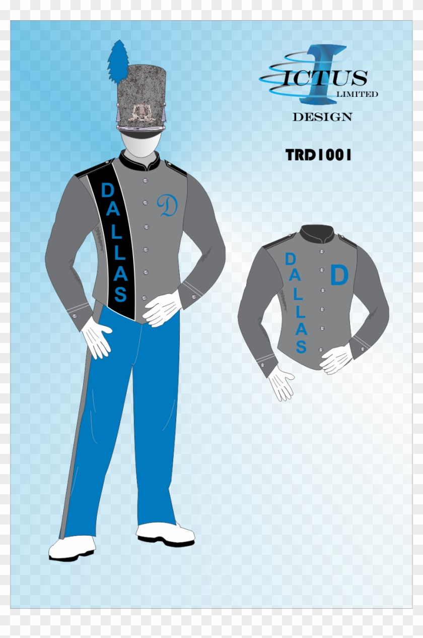 White, Blue Marching Band Uniform - Military Uniform Clipart #3967406