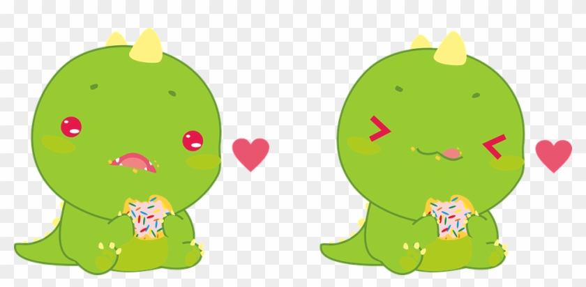 Dino Dinosaur Cookie Sweet Cake Green Cute - Cute Kawaii Watermelon Dinosaur Clipart