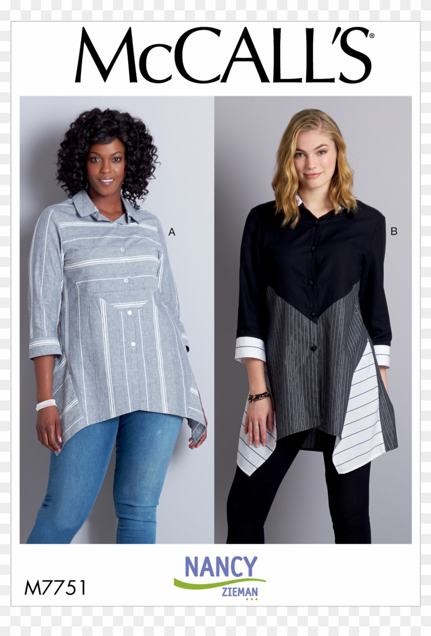 Mccall's 7751 Misses Loose Fitting, Button Front Top - Mccalls M7751 Clipart