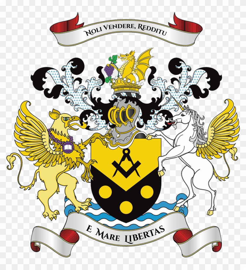 Per Chevron Inverted Or And A Sable Masonic Square - Crest Clipart