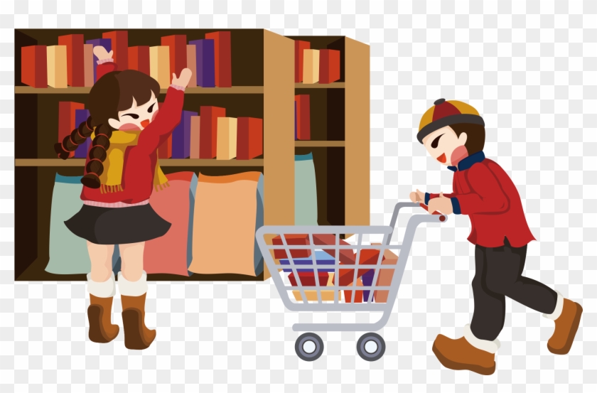 New Year Dolls Shopping Supermarket Png And Vector - New Year Clipart