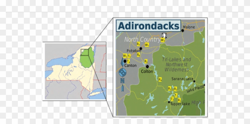 Map Of New York State And Surrounding States In The - Adirondack Park Map Clipart