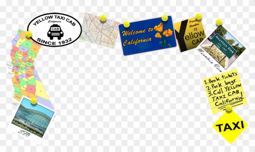 Yellow Taxi Cab California - Cartoon Clipart #3972095