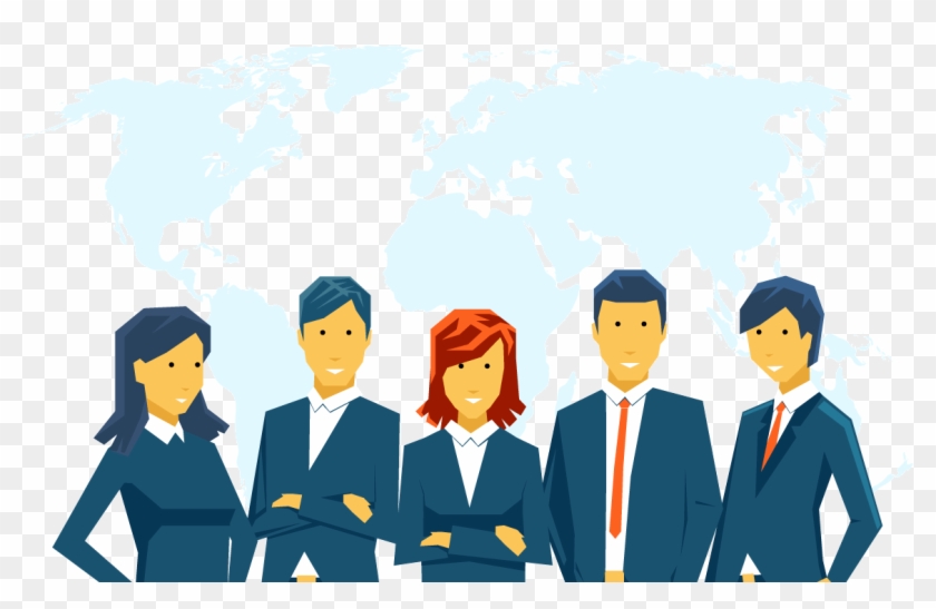 A Graphic Of The Continents Behind A Group Of People - Business Clipart #3972343