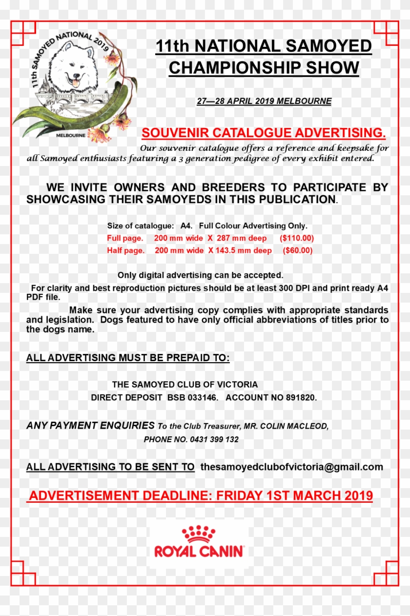 11th Samoyed National Championship Show - Royal Canin Clipart #3972580