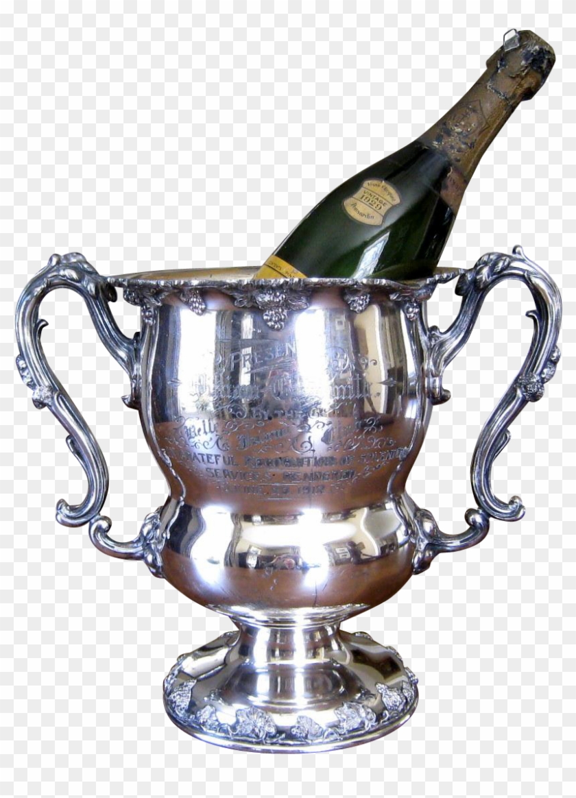 1912 Silver Plate Trophy Wine Cooler Antique Champagne - Champagne Clipart #3972670