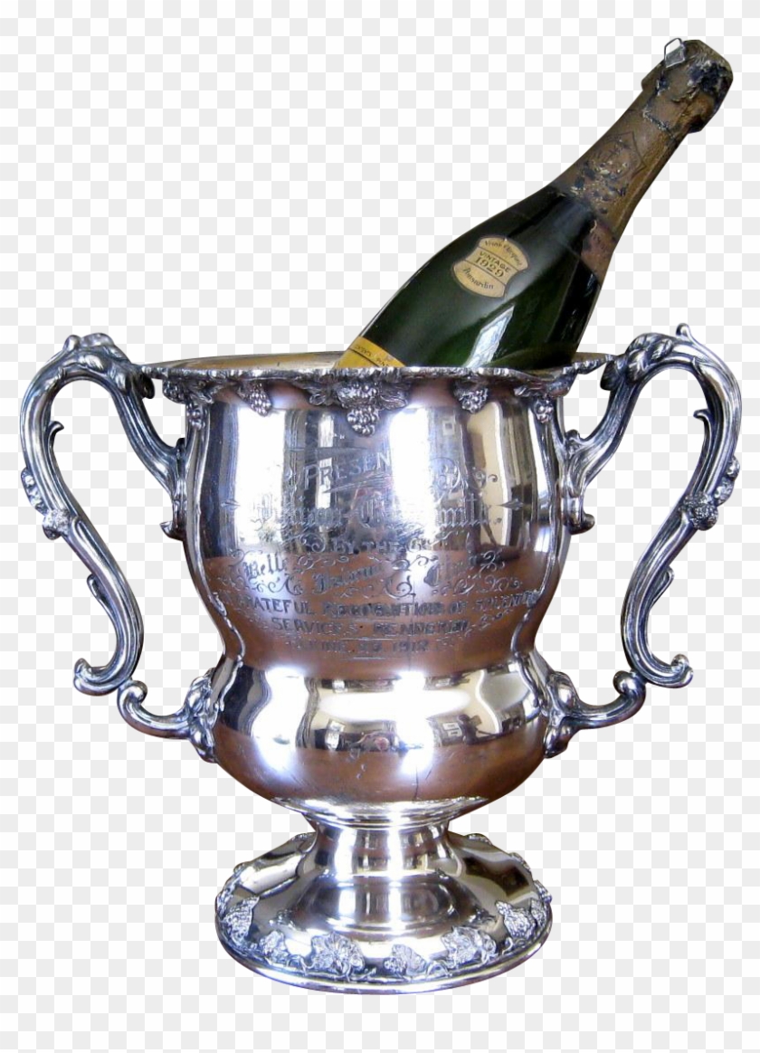 1912 Silver Plate Trophy Wine Cooler Antique Champagne - Champagne Clipart