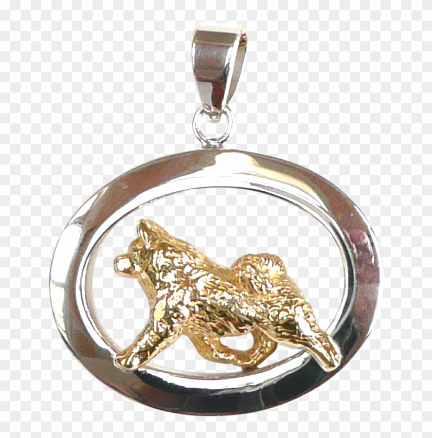 14k Gold Or Sterling Silver Samoyed In Glossy Oval - Locket Clipart #3973124