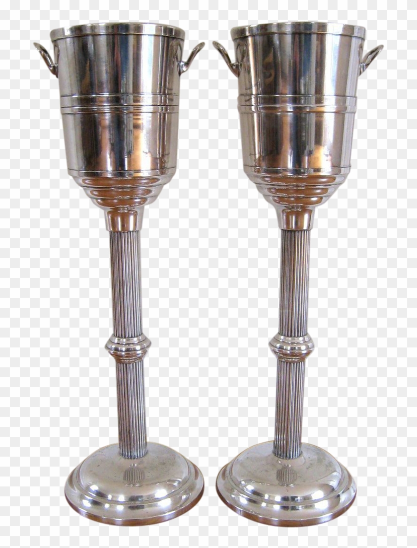 Pair Vintage Champagne Cooler On Stand C1940 Hotel - Champagne Stemware Clipart #3973324