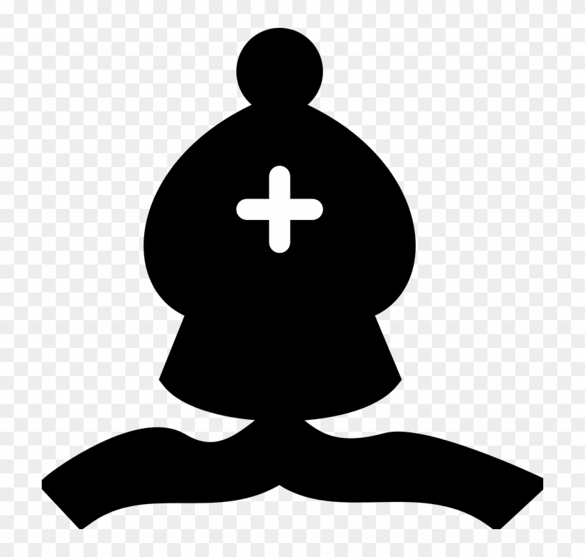 Chess Bishop Figure Piece Back Game Play - Chess Black Bishop Png Clipart