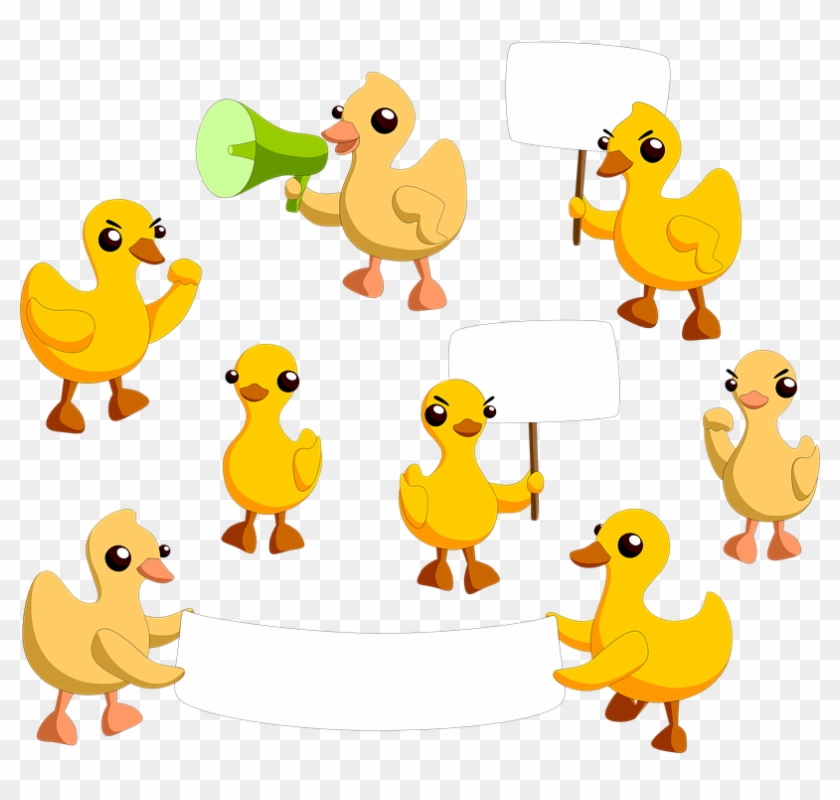 Protest Strike Rally Duck Yellow Demonstration - Cartoon Clipart #3976115