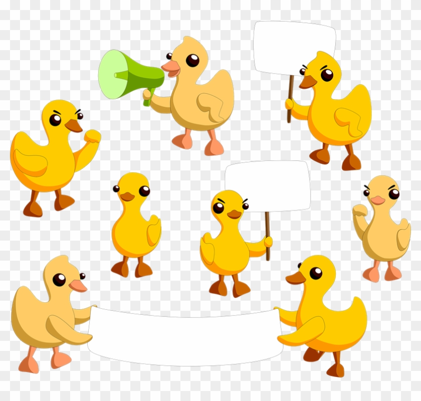 Protest Strike Rally Duck Yellow Demonstration - Cartoon Clipart