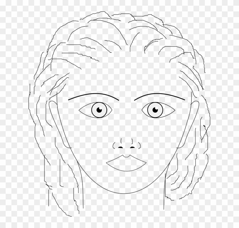 Girl Avatar Pretty Woman Face Line Art Outline - Line Art Clipart #3976297