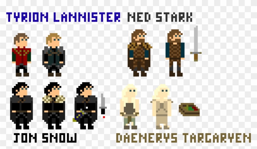 Tyrion, Jon, Ned, Dany Sprites - Cartoon Clipart #3977798