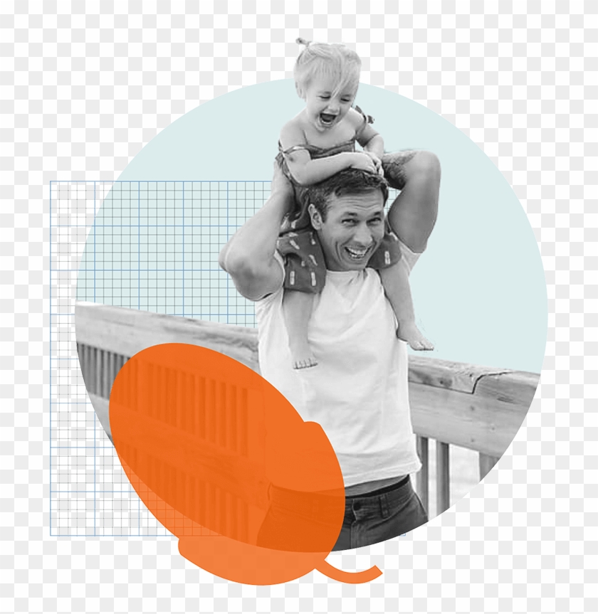 Father With Young Daughter On Shoulders On Boardwalk - Fun Clipart