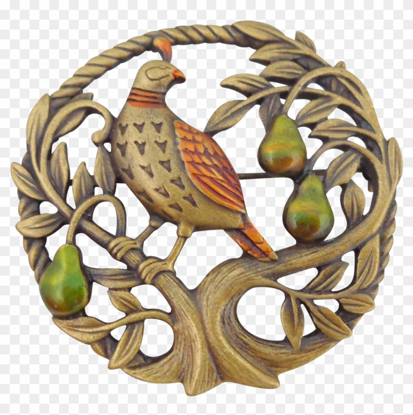 Vintage Jj Partridge In A Pear Tree Pin - Vintage A Partridge In A Pear Tree Clipart