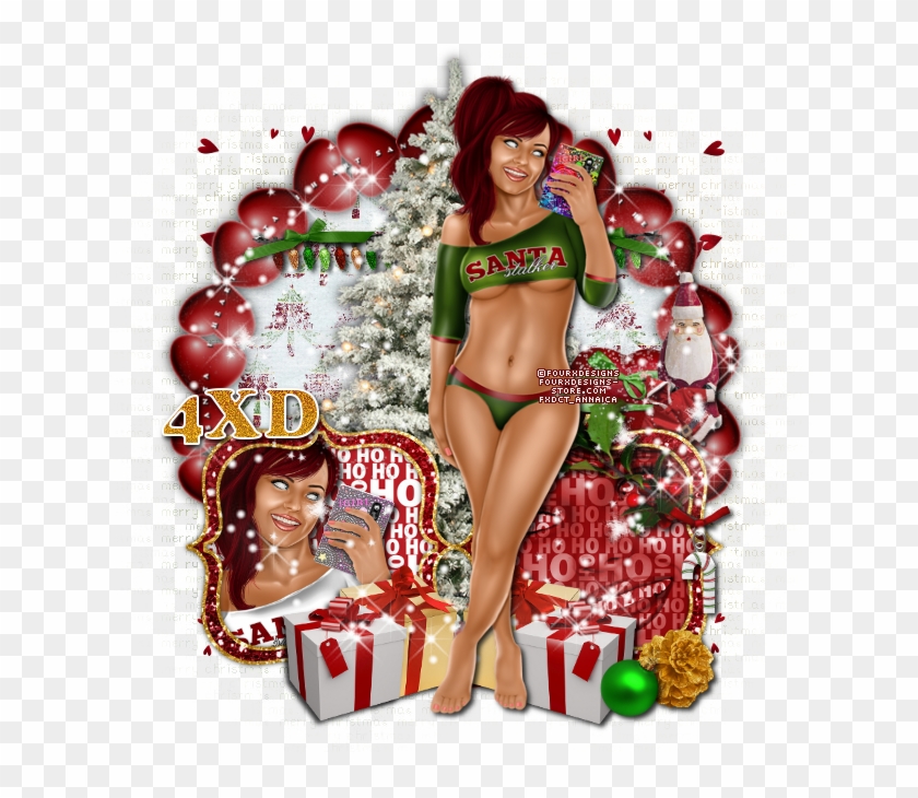 Check Out This Tag With The Sexy Santa Stalker Version - Snow Covered Christmas Tree Clipart #3982968