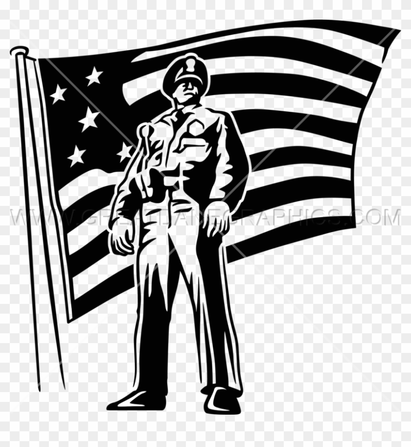 Saluting Police Officers Art Clipart Police Officer - Police Officer Drawing Black And White - Png Download