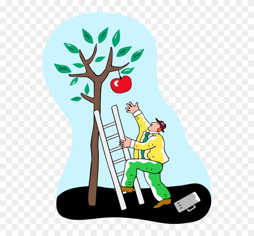 Banner Royalty Free Entrepreneur Climbs To Reach Apple - Reach Clipart Png Transparent Png