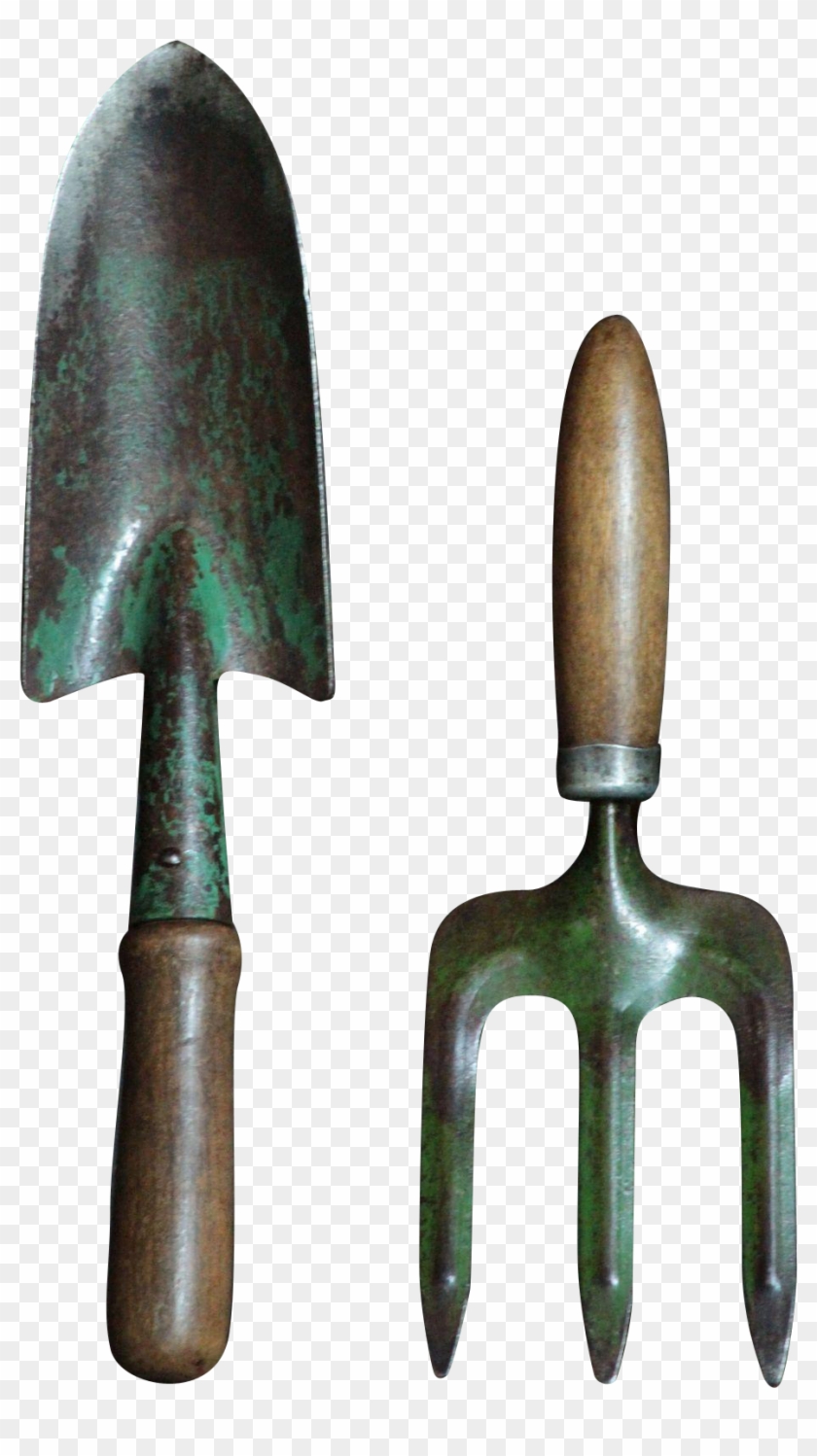 Vintage English Garden Tools - Garden Trowel And Fork Clipart #3985875