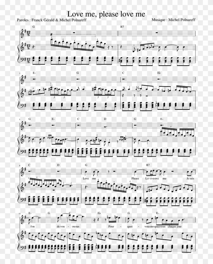 Love Me, Please Love Me - Sheet Music Clipart