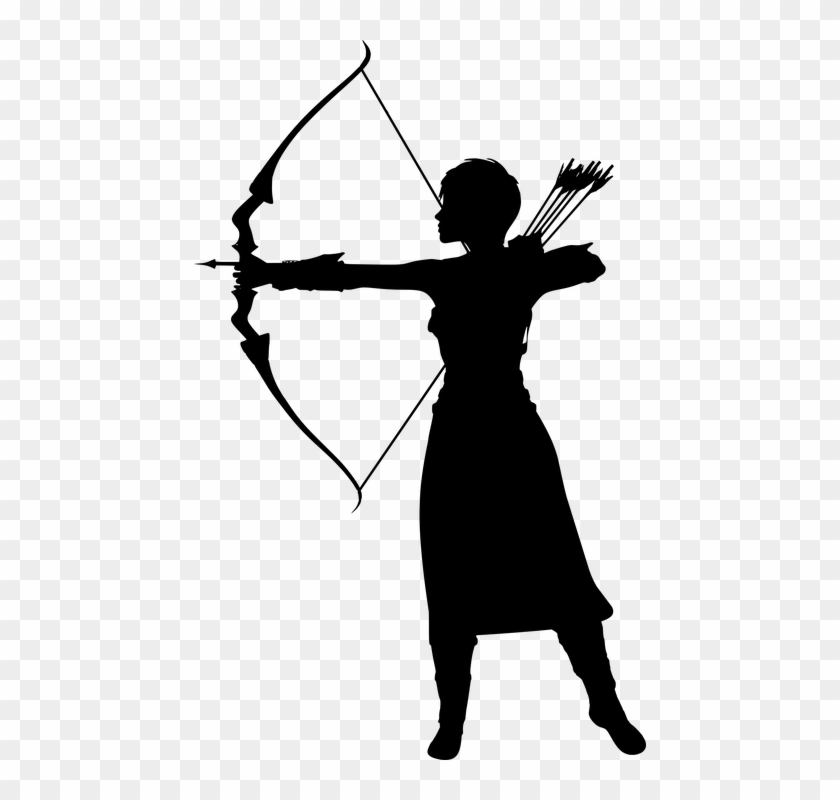 Woman Artemis Arrow Bow Fantasy Silhouette Hunter - Female Warrior White Silhouette Clipart #3987953