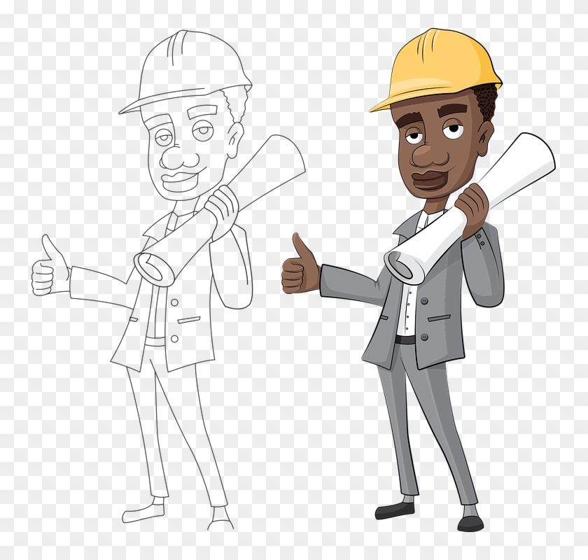 Architect Man Construction Engineer Architecture - Architect Person Easy Drawing Clipart