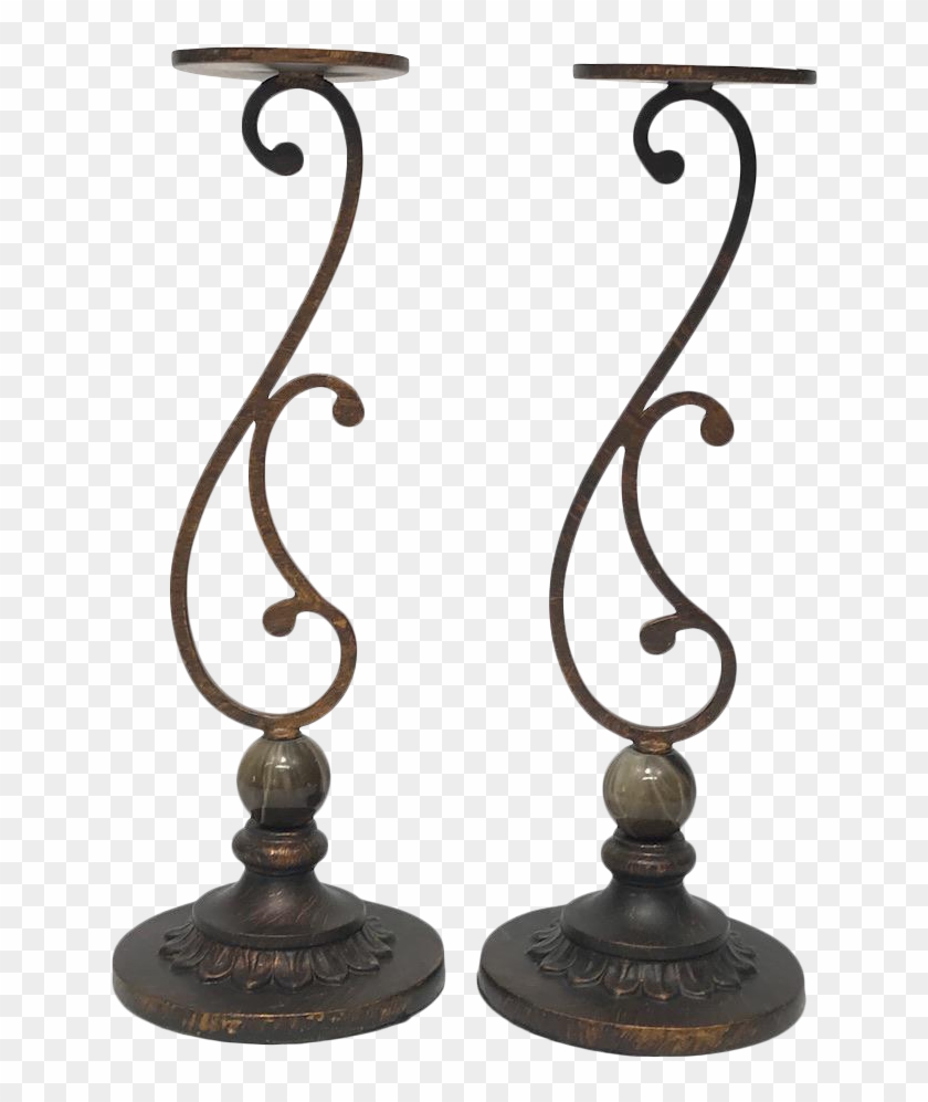 Metal & Marble Pillar Candle Holders - Sofa Tables Clipart #3990659