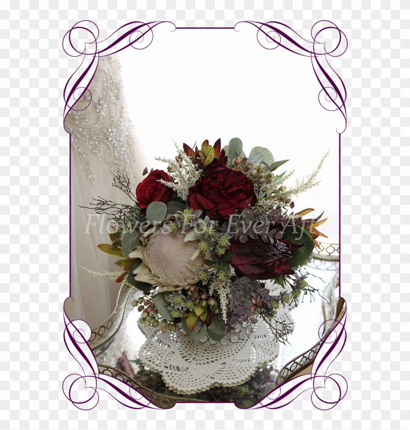 Silk Artificial Ivory And Burgundy Protea And Australian - Breanna Flowers Clipart