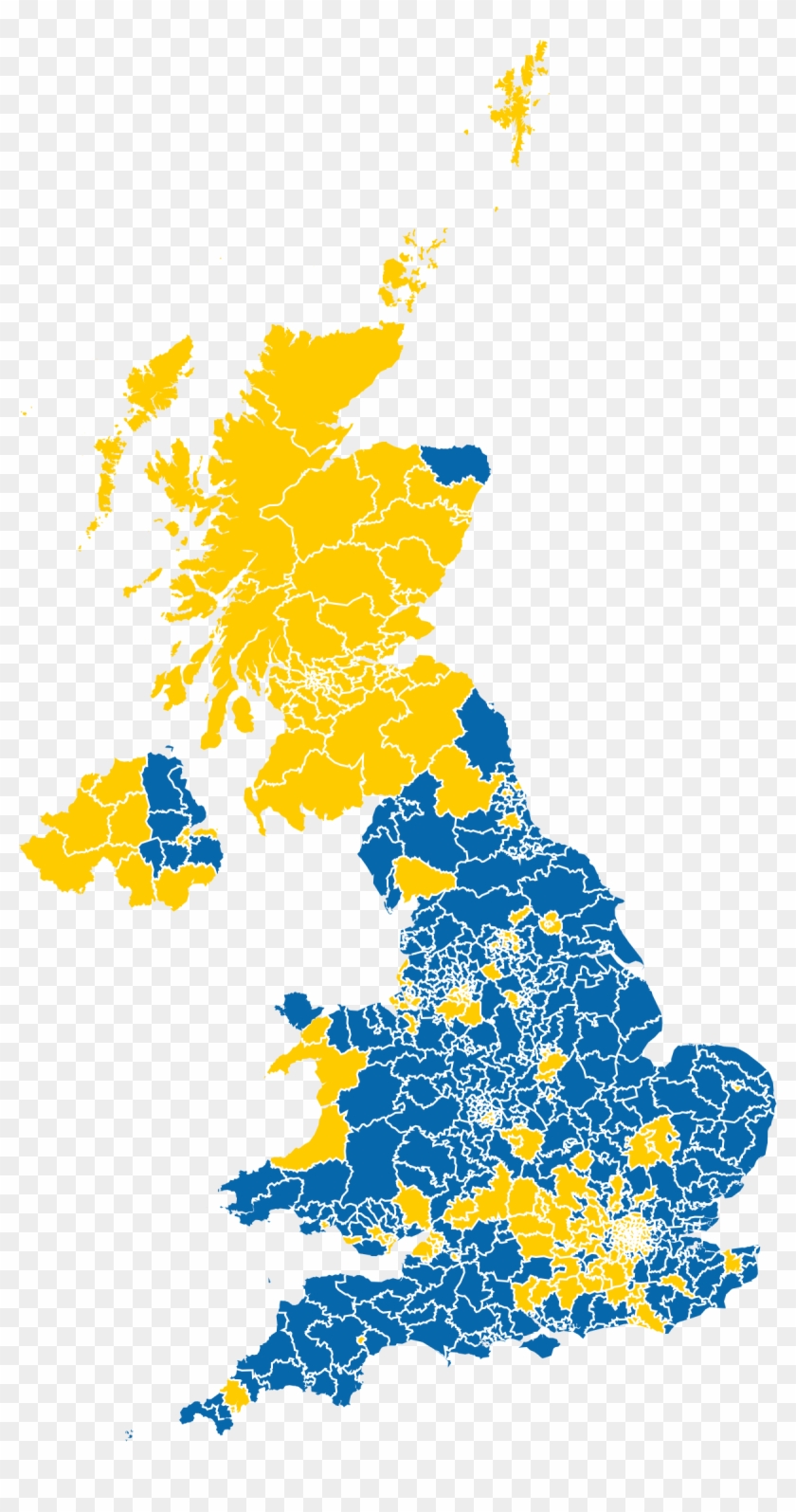 Results Of The 2016 United Kingdom European Union Membership - Uk Eu Referendum Results Map Clipart #3990975