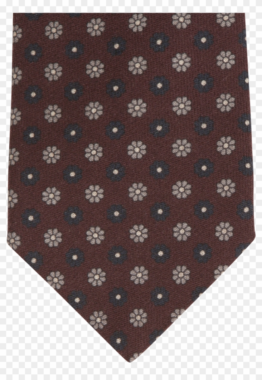 Burgundy Flower Printed Wool Tie - Polka Dot Clipart #3991236