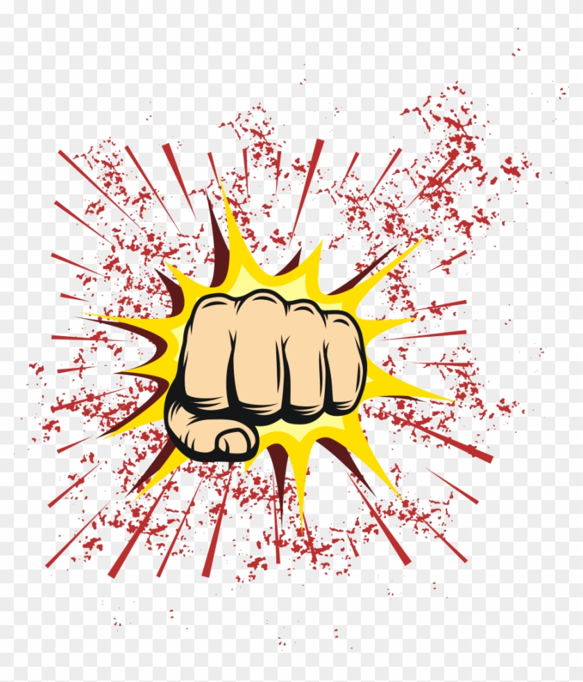 Banner Library Cartoon Illustration Fists And Explosions - Cartoon Hand Punch Clipart