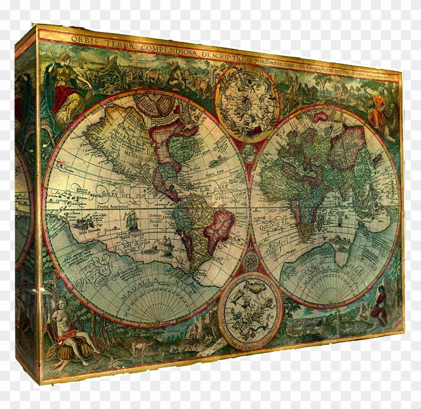 Details About Old World Atlas Latin Maps Flags Single - Vintage World Map Background Clipart