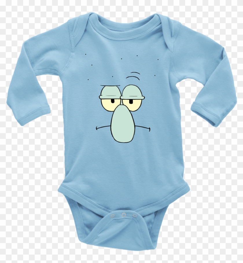 New Long Sleeve Baby Bodysuit Squidward Face Size Nb - Baby Shark Apparel Clipart #3995572