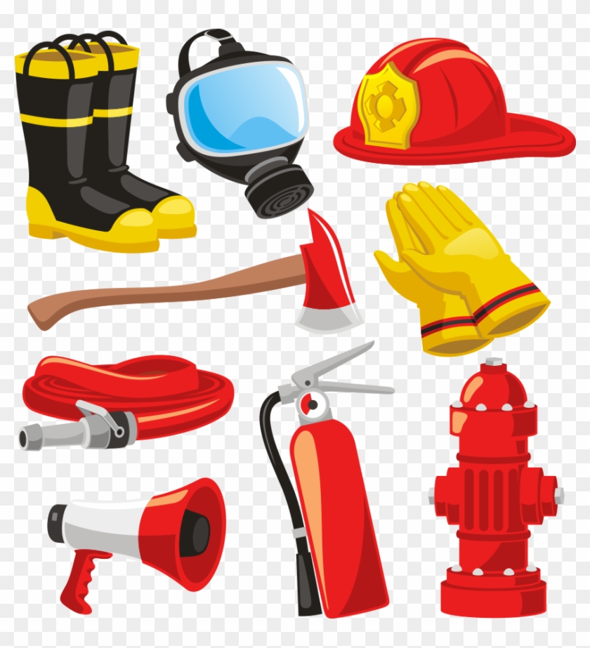 Firefighters Helmet Bunker Gear Fire Engine Clip - Firefighter Equipment Clipart - Png Download #3996493
