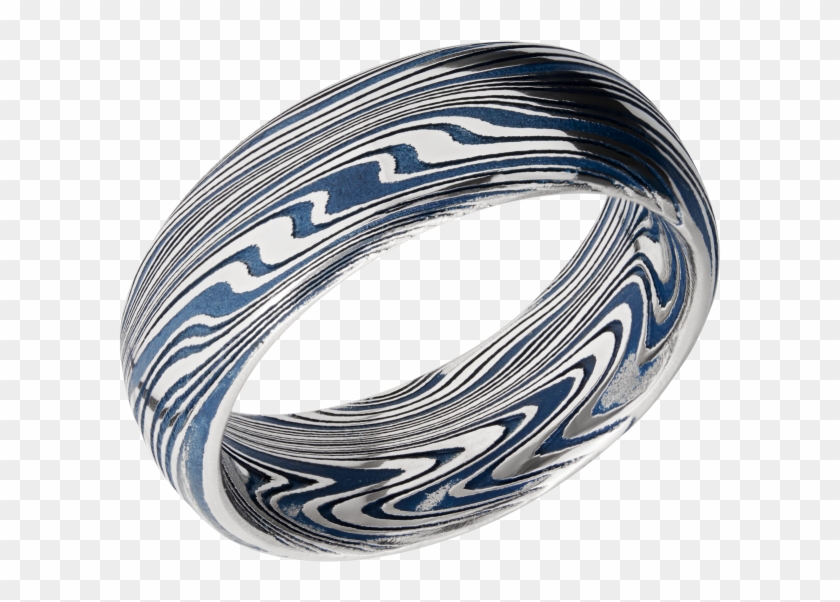 Marble Damascus Steel 8mm Band D8dbmarble Ridgewayblueall - Vase Clipart