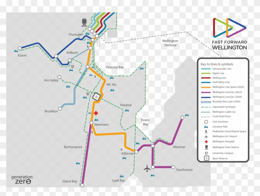 Fast Forward Wellington Map - Wellington Airport Flyer Bus Route Clipart #40577