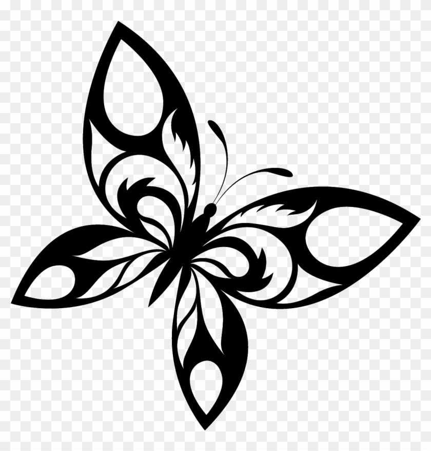 Butterfly Designs Black And White Png - Tattoo On Transparent Background Clipart #41049