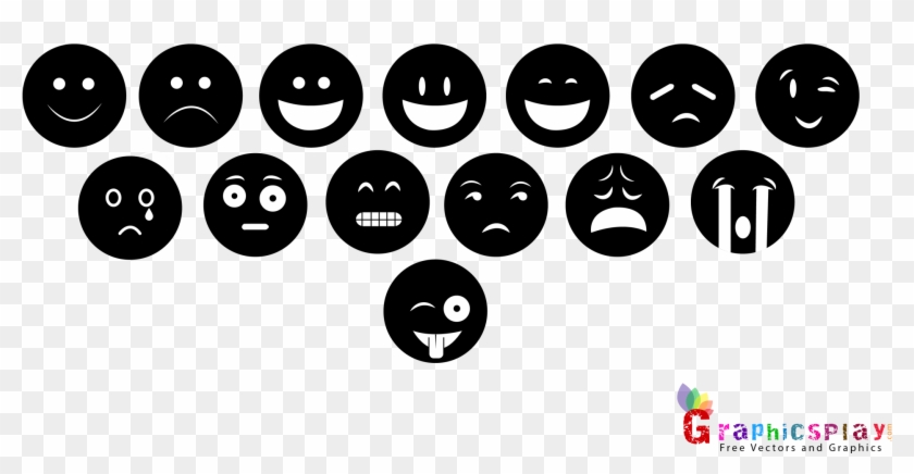 Funny Black Smileys Png And Vector - Circle Clipart #41166
