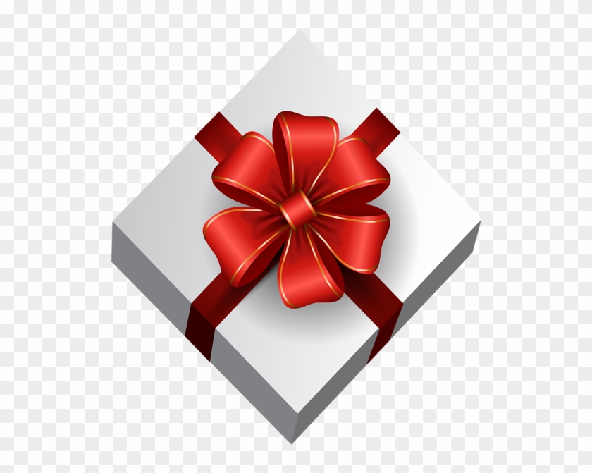 White Gift Box With Red Bow Png Clip Art Image - Christmas Day Photo Png Transparent Png #41341