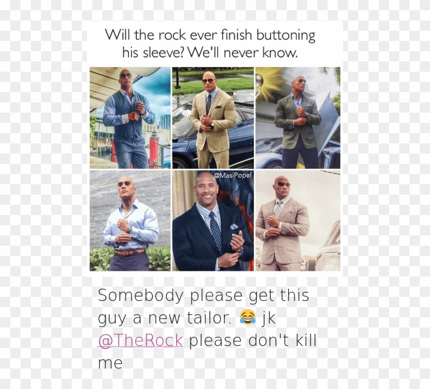 Clothes, Dwayne Johnson, And Funny - Will The Rock Ever Finish Buttoning His Sleeve Clipart #42410