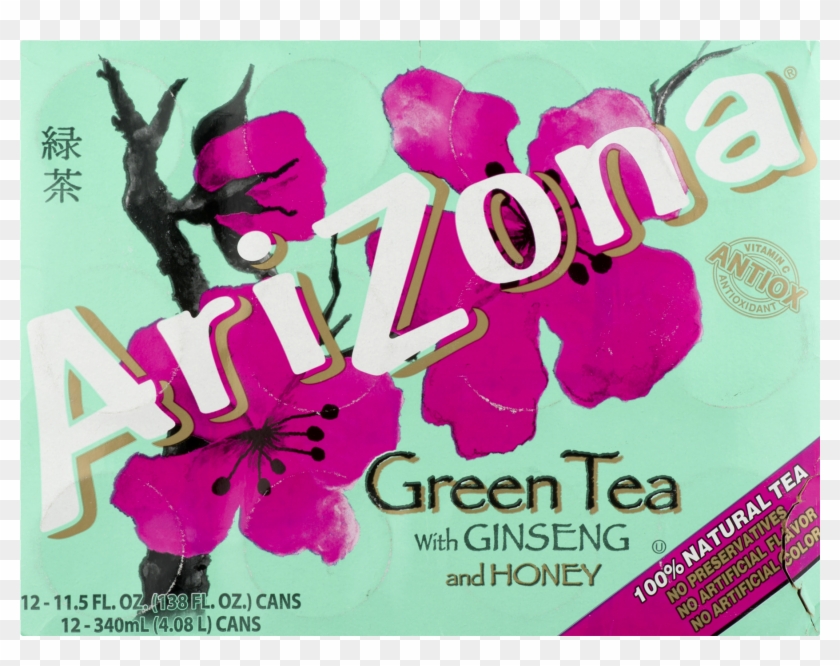 Arizona Green Tea With Ginseng And Honey, - Arizona Green Tea 12 Pack Clipart #42920
