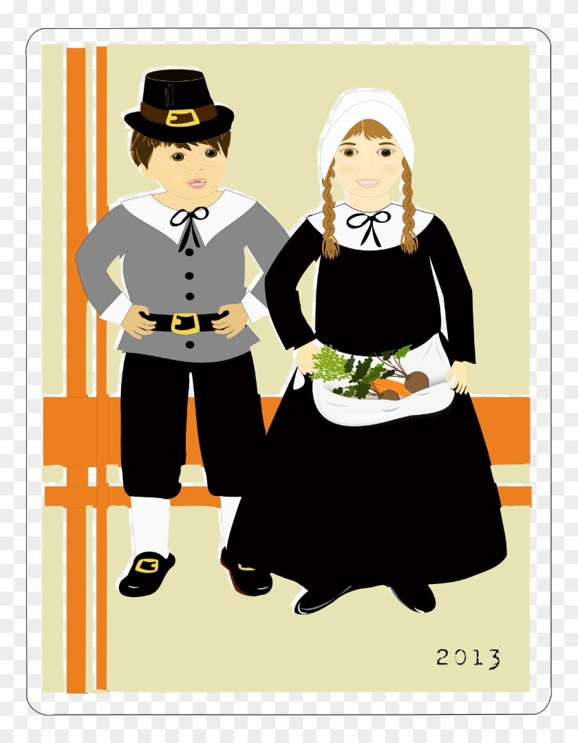 Pilgrim Children - Cartoon Clipart