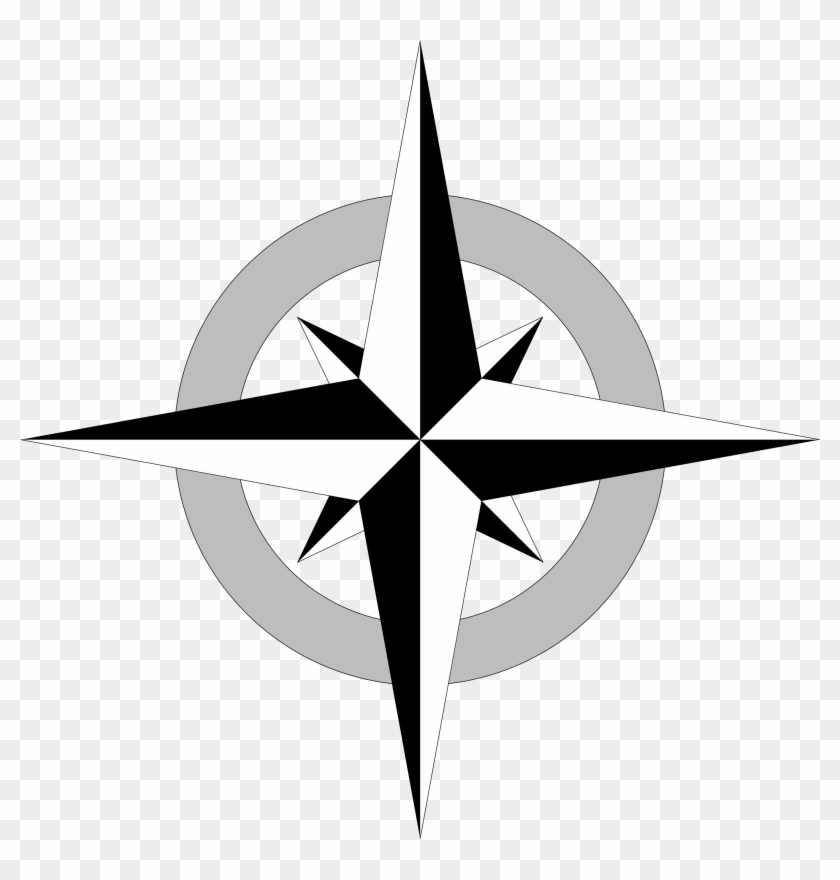 Compass Rose Free Vector - Simple Compass Rose Vector Clipart #44227