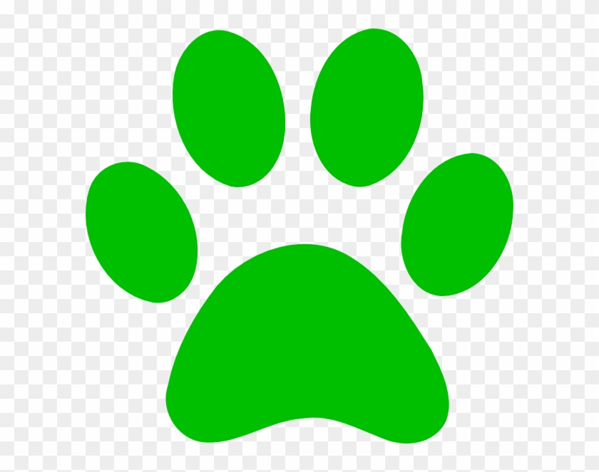 Green Paw Print Bobcat Clip Art At Clker Pluspng - Green Dog Paw Print Transparent Png #44250